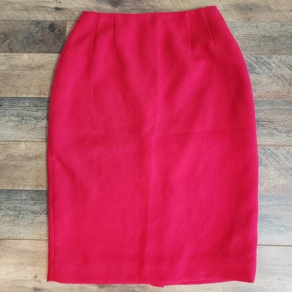 Vintage Emanuel Fuchsia Pink Textured Lined Pencil Skirt Size 2 - Picture 1 of 11